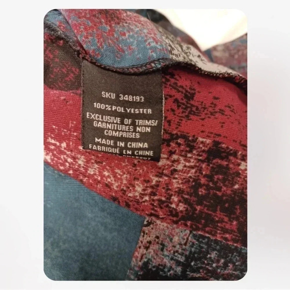 Le Chateau Shirt Dress  Teal Plum Burgundy Size Medium - Picture 9 of 9